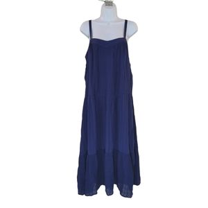 KNOX ROSE Navy Sleeveless A-Line Tiered Midi Dress Size L